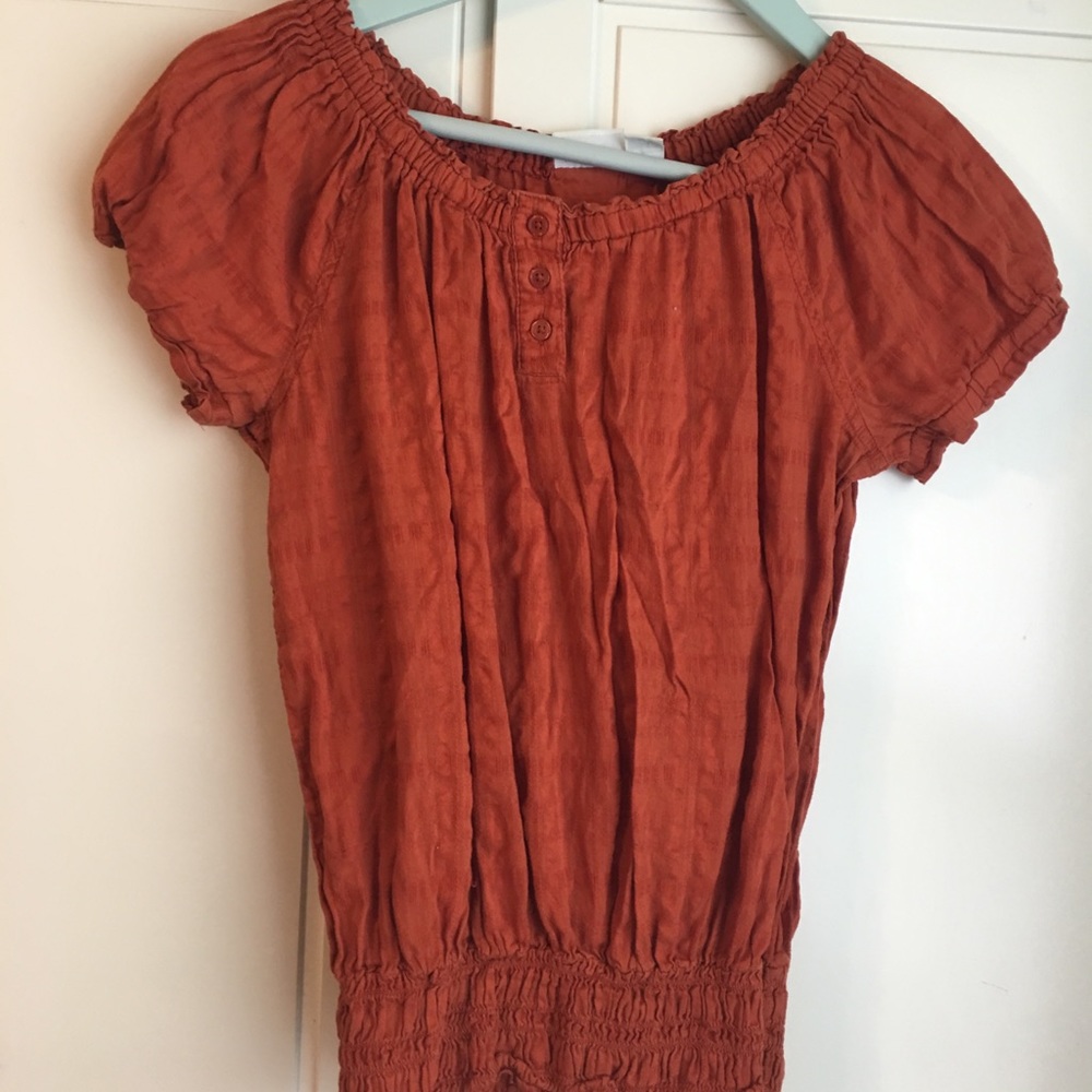 Orange Peasant Blouse